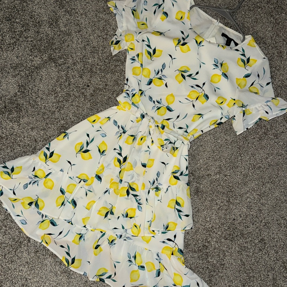 nwt banana republic lemon ruffle dress sz 0p